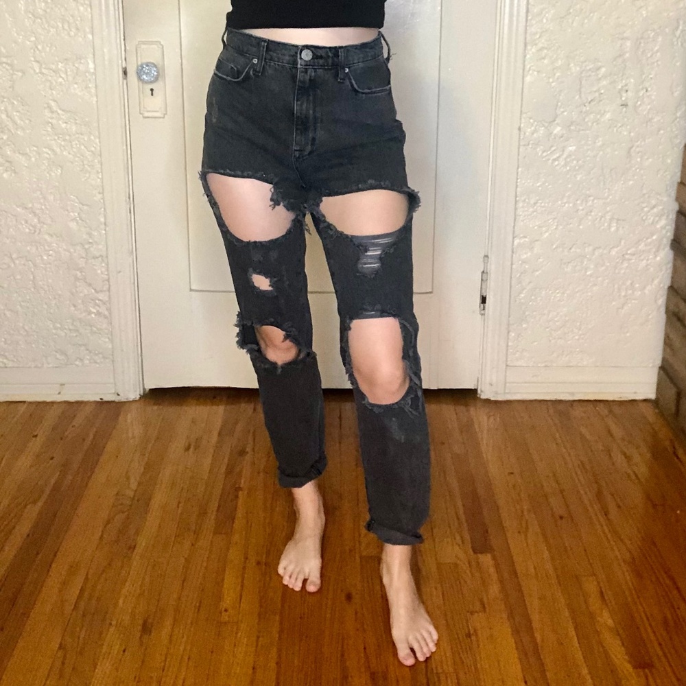 BDG U.Outfitters Black Ripped Mom High Rise Jeans